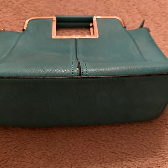 Teal handbag with fixed handle - Picture 5 of 6